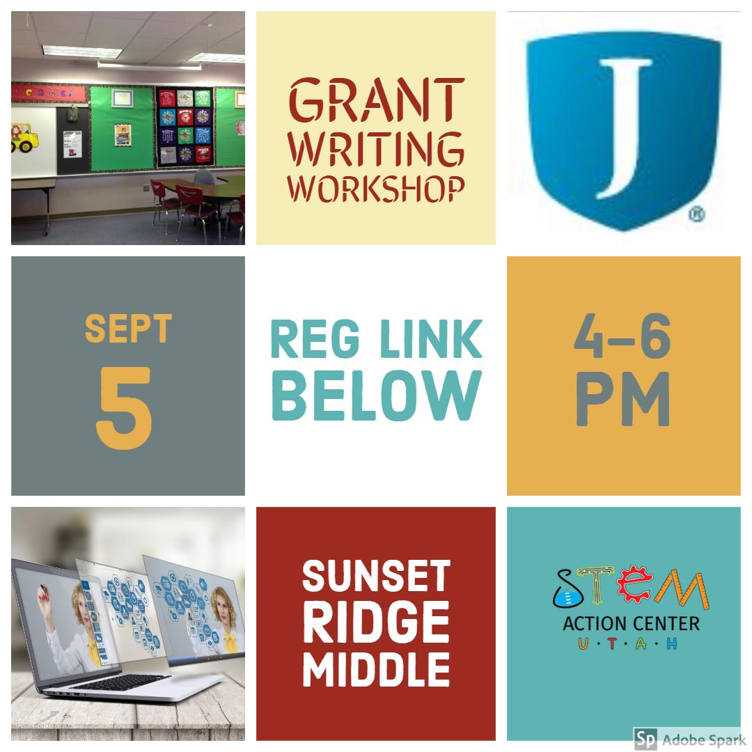 Grant Writing Workshop, Sept. 5, 4-6PM, Sunset Ridge Middle | STEM Action Center Utah