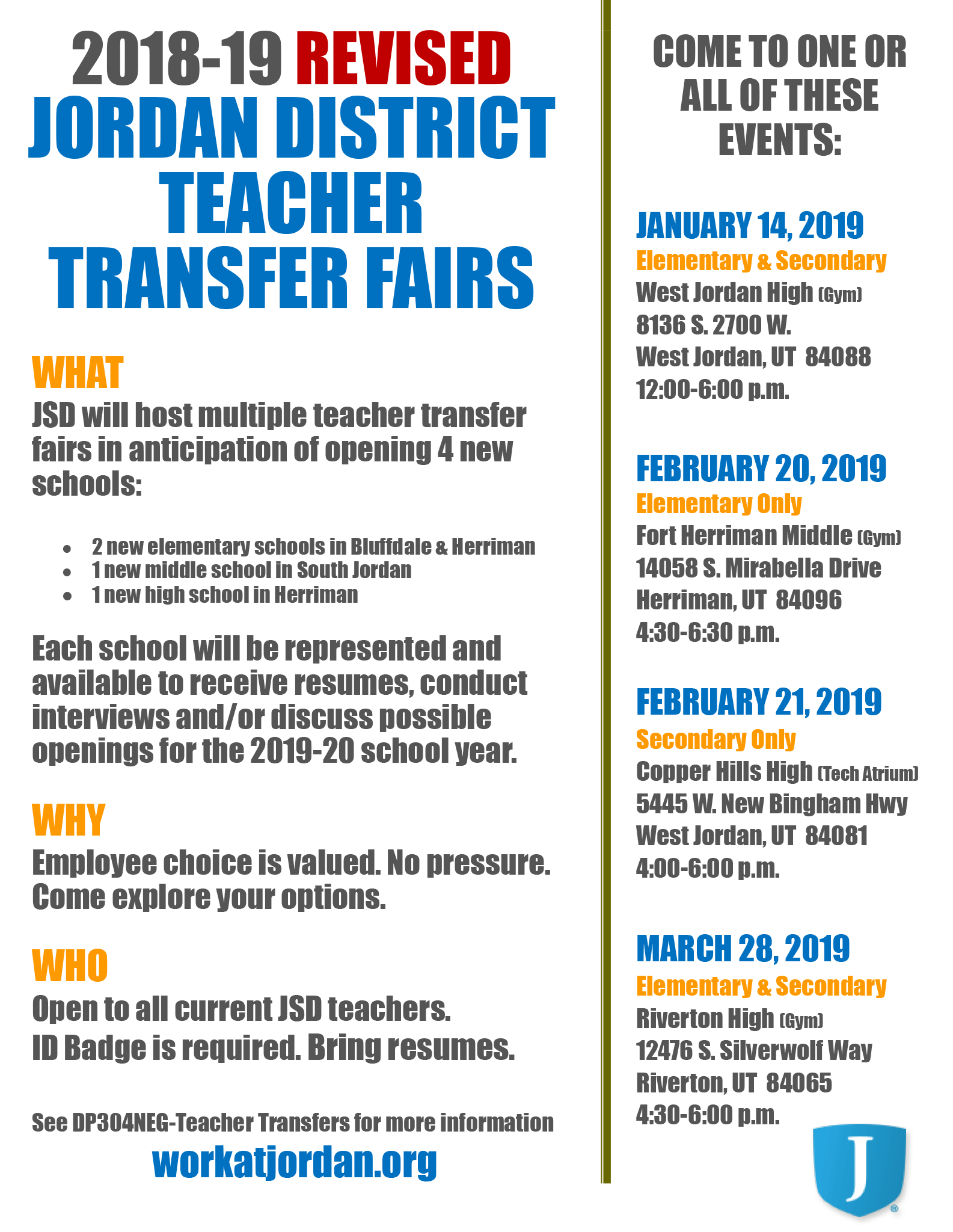 2018-19 Revised Teacher Transfer Fair Flyer