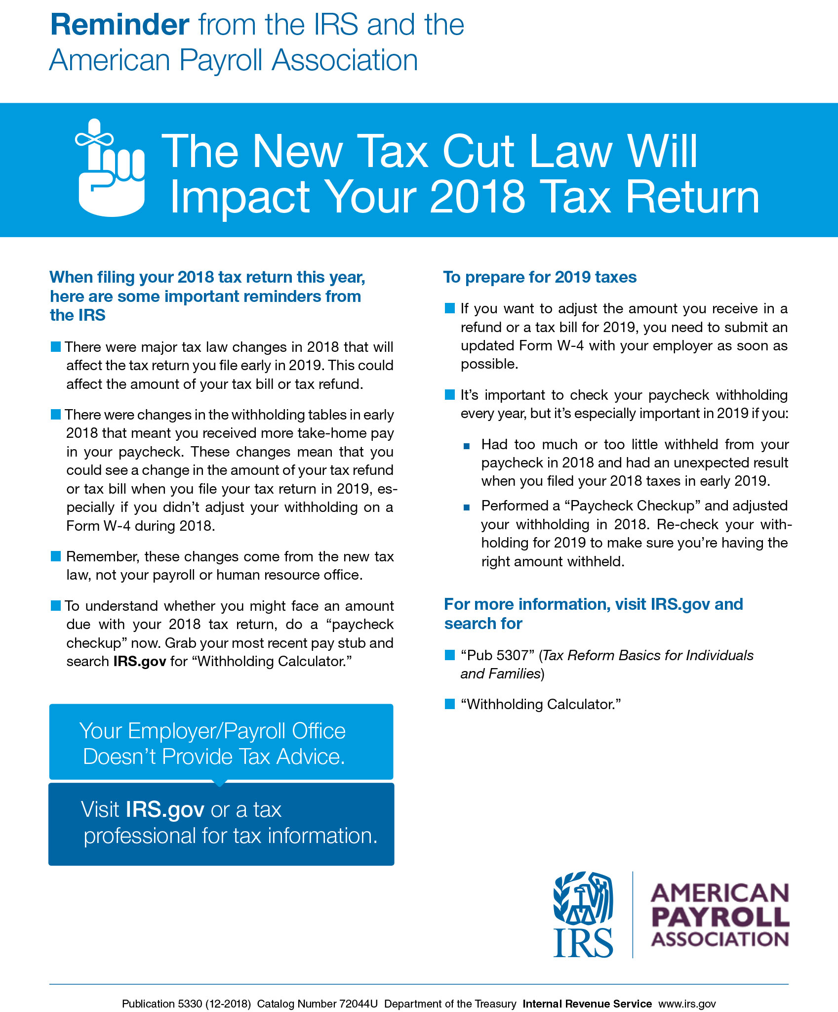 Reminder from the IRS and American Payroll Association