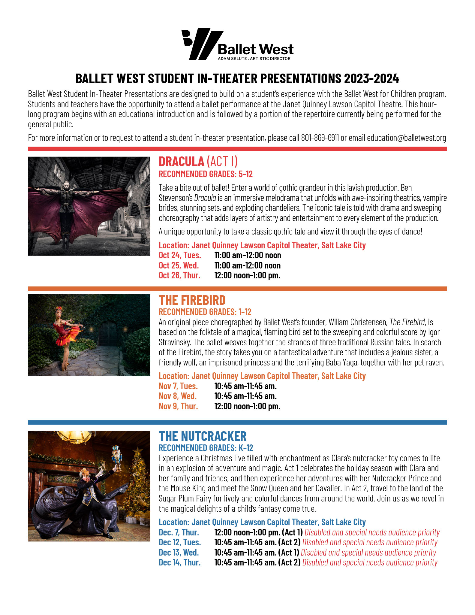 Ballet West In Theater Offerings Flyer