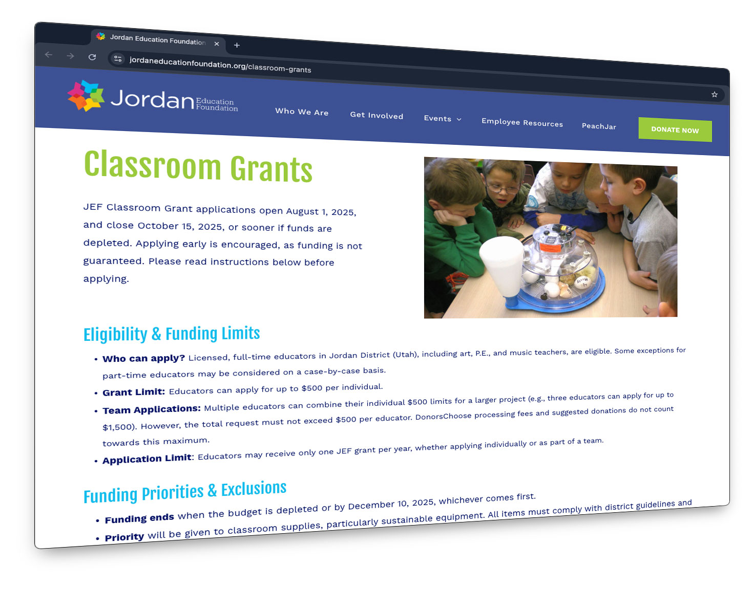 Educator Grants page