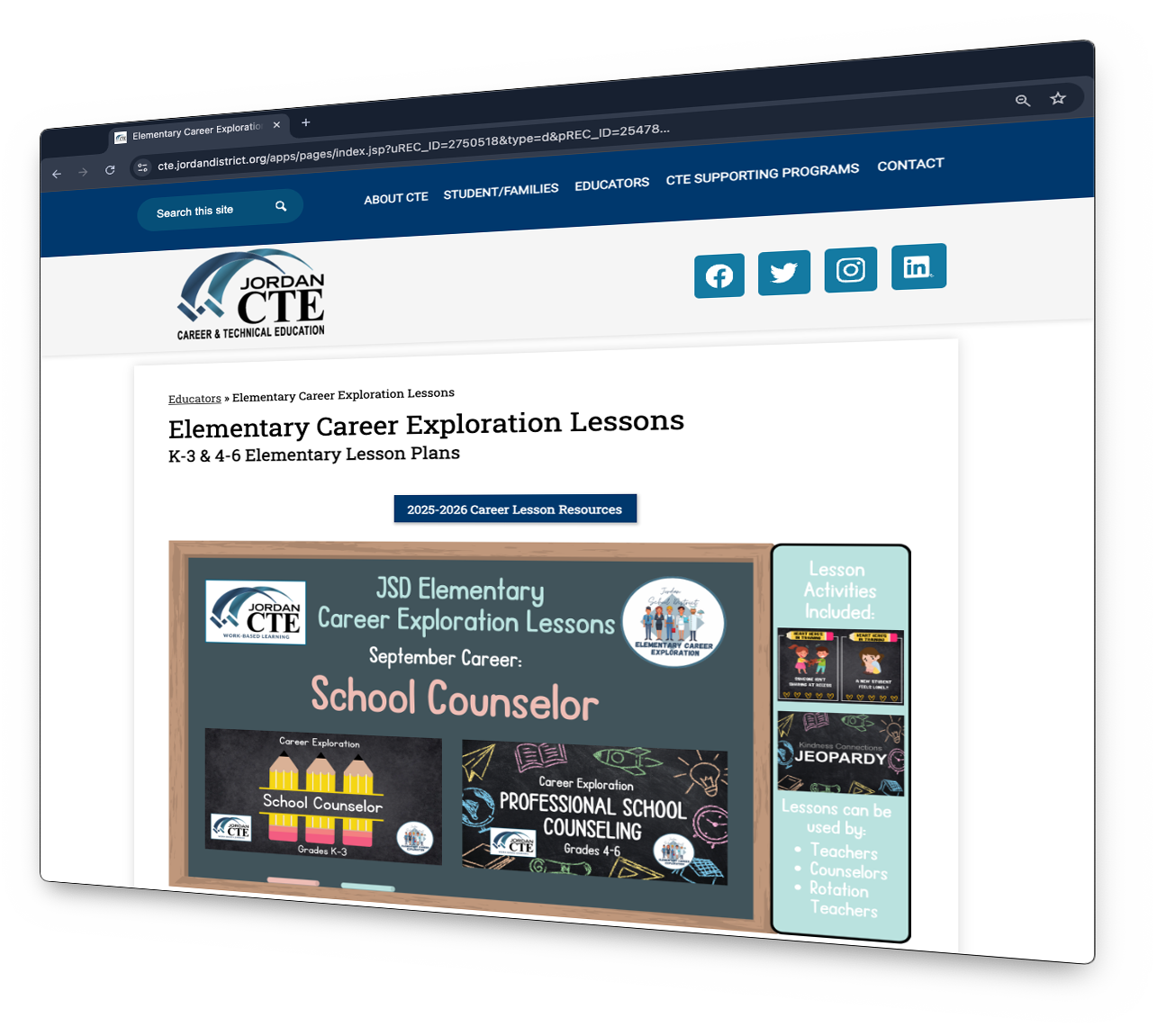 Sept. 2025 Elementary Math Career Exploration Lessons